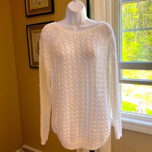 NWOT White cotton open weave sweater oversized sweater.  Size medium